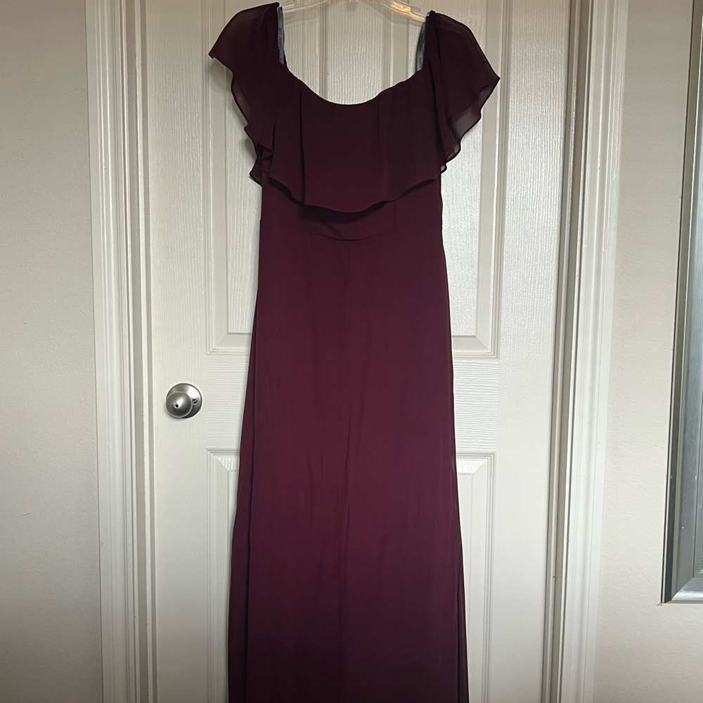 Bill Levkoff Wine Red Bridesmaid Dress